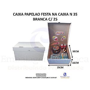 CAIXA PAPELAO FESTA NA CAIXA N 35 BRANCA C/ 25 35X35X17