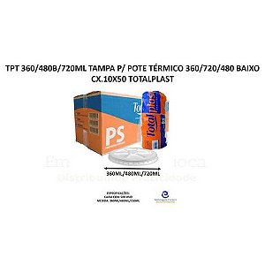TPT 360/480B/720ML TAMPA P/ POTE TERMICO 360/720/480 BAIXO CX.10X50 TOTALPLAST