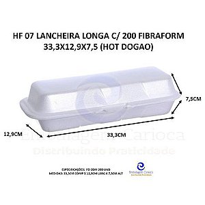HF 07 LANCHEIRA LONGA C/ 200 FIBRAFORM 33,3X12,9X7,5 (HOT DOGÃO)