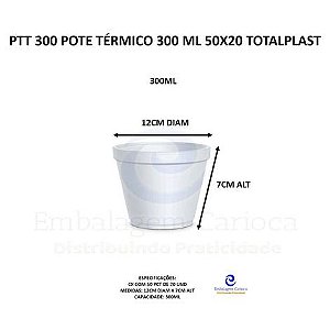 PTT 300 POTE TERMICO 300 ML 50X20 TOTALPLAST