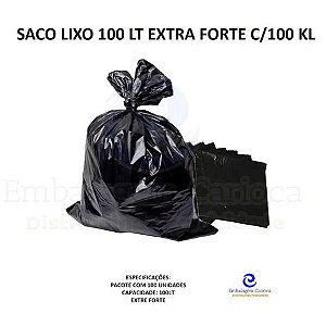 SACO LIXO 100 LT EXTRA FORTE C/100 KL