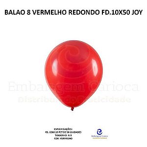 BALAO 8 VERMELHO REDONDO FD.10X50 JOY