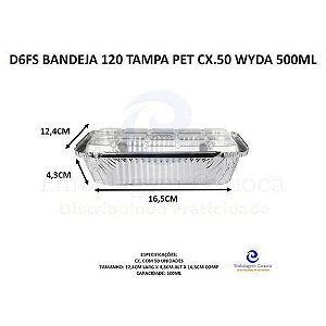 D6FS BANDEJA 120 TAMPA PET CX.50 WYDA - 500ML XXX