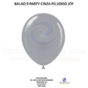 BALAO 9 PARTY CINZA FD.10X50 JOY