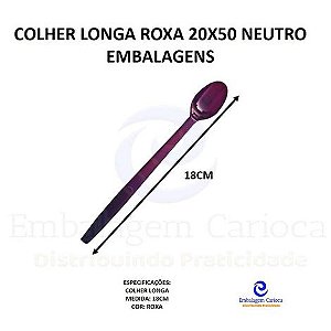 COLHER LONGA ROXA 20X50 NEUTRO EMBALAGENS