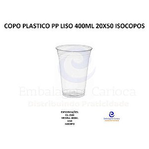 COPO PLASTICO PP LISO 400ML 20X50 ISOCOPOS