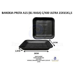 BANDEJA PRETA A15 (B1 RASA) C/400 ULTRA 15X15X1,5