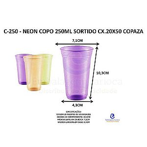 C-250 - NEON COPO 250ML SORTIDO CX.20X50 COPAZA