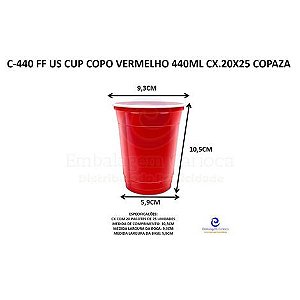 C-440 FF US CUP COPO VERMELHO 440ML CX.20X25 COPAZA