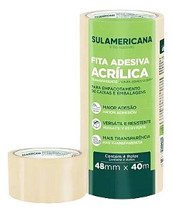 2300TRAN - FITA TRANSPARENTE POLIP. - 48MM X 40M - SULAMERICANA-CX120