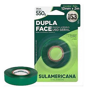 2690 - FITA DUPLA FACE MASSA ADESIVA - 12MM X 2M - SULAMERICANA-CX30