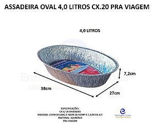 ASSADEIRA OVAL 4,0 LITROS CX.20 PRA VIAGEM