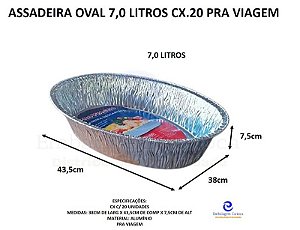 ASSADEIRA OVAL 7,0 LITROS CX.20 PRA VIAGEM