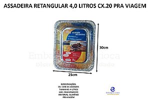 ASSADEIRA RETANGULAR 4,0 LITROS CX.20 PRA VIAGEM