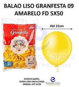 BALAO LISO GRANFESTA 09 AMARELO FD 5X50