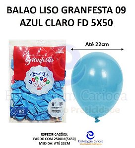 BALAO LISO GRANFESTA 09 AZUL CLARO FD 5X50