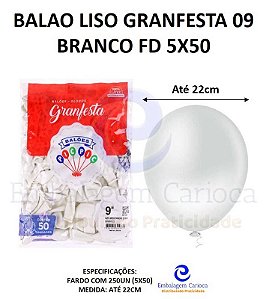 BALAO LISO GRANFESTA 09 BRANCO FD 5X50