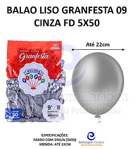 BALAO LISO GRANFESTA 09 CINZA FD 5X50