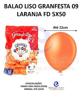 BALAO LISO GRANFESTA 09 LARANJA FD 5X50
