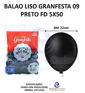 BALAO LISO GRANFESTA 09 PRETO FD 5X50