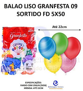 BALAO LISO GRANFESTA 09 SORTIDO FD 5X50