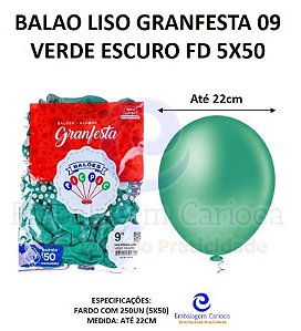 BALAO LISO GRANFESTA 09 VERDE ESCURO FD 5X50