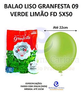 BALAO LISO GRANFESTA 09 VERDE LIMAO FD 5X50