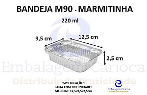 BANDEJA ALUMINIO M90 CX.100 MARMITINHA-220ML