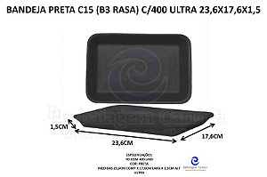 BANDEJA PRETA C15 (B3 RASA) C/400 ULTRA 23,6X17,6X1,5