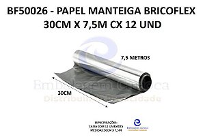 BF50026 - PAPEL MANTEIGA BRICOFLEX 30CM X 7,5M CX 12 UND