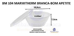 BM 1100Q (BM 104) MARMITHERM BRANCA BASE QUADRADA 188X79MM 1100ML 100UN BOM APETITE