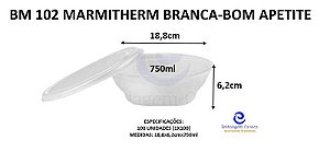 BM 750Q BASE QUADRADA (BM 102) MARMITHERM 750ML 188X62MM 100UN BOM APETITE