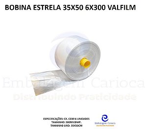 BOBINA ESTRELA 34X50 6X300 VALFILM APROX. 3,6KG