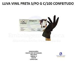 BOX DE LUVA G C/ 100 CONFEITUDO (LUVA VINIL PRETA S/PO)