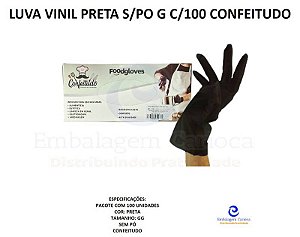 BOX DE LUVA GG C/ 100 CONFEITUDO (LUVA VINIL PRETA S/PO)