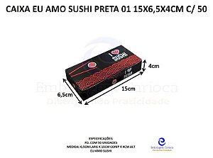CAIXA EU AMO SUSHI PRETA 01 15X6,5X4CM C/50 SALVI