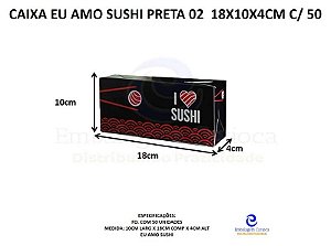 CAIXA EU AMO SUSHI PRETA 02 18X10X4CM C/50 SALVI