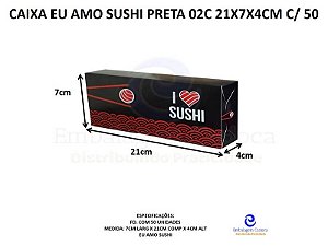 CAIXA EU AMO SUSHI PRETA 02C 21X7X4CM C/50 SALVI