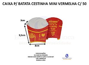 CAIXA P/ BATATA CESTINHA MINI VERMELHA C/50 SALVI