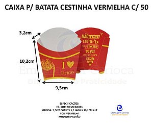 CAIXA P/ BATATA CESTINHA VERMELHA C/50 SALVI