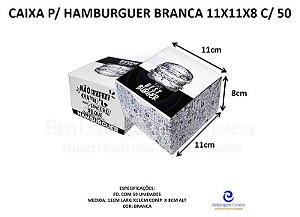 CAIXA P/ HAMBURGUER BRANCA 11X11X8 C/50 SALVI
