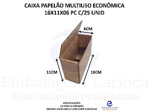 CAIXA PAPELAO (CORREIOS) MULTIUSO ECONOMICA 16X11X06 PC C/25 UNID