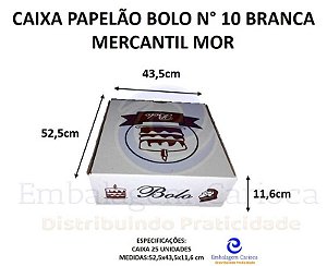 CAIXA PAPELAO BOLO N 10 BRANCA IMPRESSA C/25 52,5X43,5X11,6