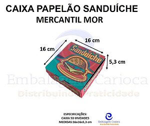 CAIXA PAPELAO SANDUICHE C/50 16X16,5X8
