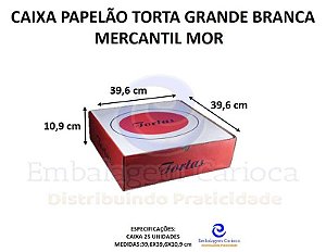 CAIXA PAPELAO TORTA GRANDE BRANCA C/25 39,6X39,6X10,9