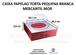 CAIXA PAPELAO TORTA PEQUENA BRANCA C/25 28,1X27,8X9,9