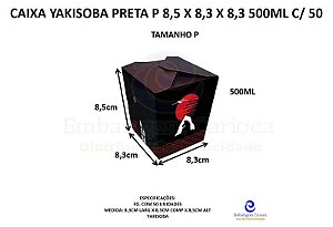 CAIXA YAKISOBA PRETA P 8,5 X 8,3 X 8,3 500ML C/50 SALVI