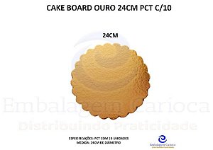 CAKE BOARD OURO 24CM PCT C/10