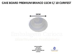 CAKE BOARD PREMIUM BRANCO 15CM C/10 CURIFEST