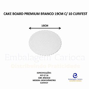 CAKE BOARD PREMIUM BRANCO 19CM C/10 CURIFEST